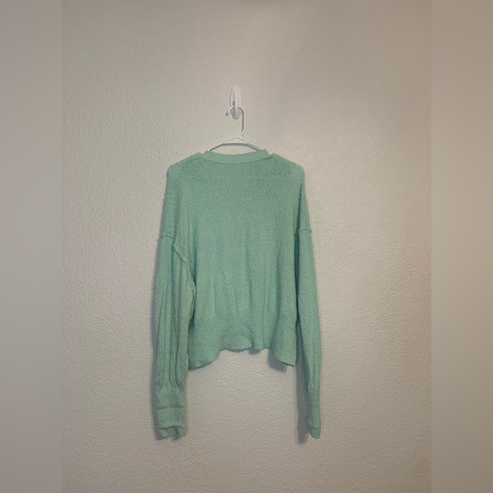 Free People Womens Size Sm Button Front Oversized V Neck Cardigan Green Sweater - Picture 9 of 10